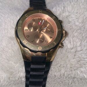 Michele Watch Black & Rose Gold face Jelly No visible scratches.needs a battery